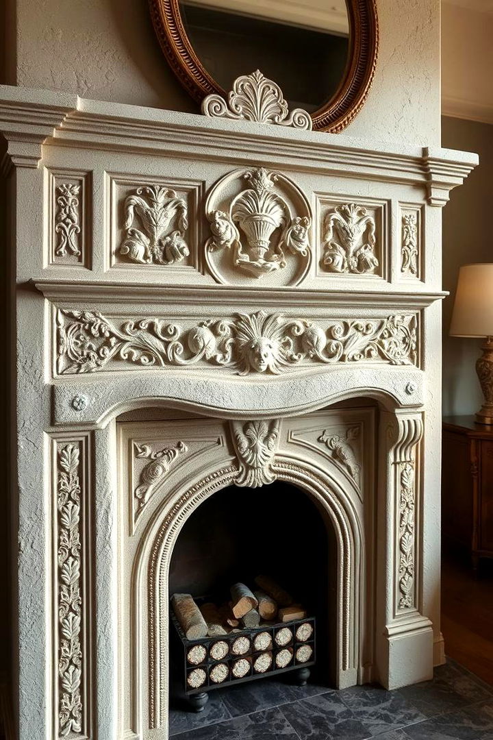 Custom Stucco Carvings - 22 Stucco Fireplace Ideas
