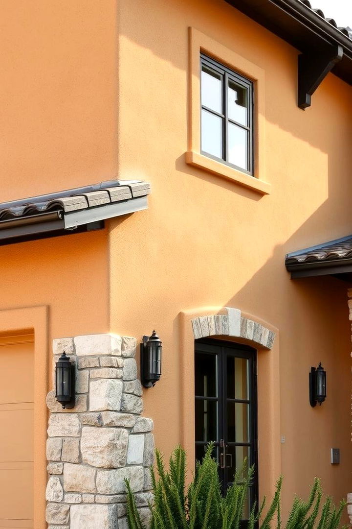 Custom Texture - 22 Tan House With Black Trim Design Ideas