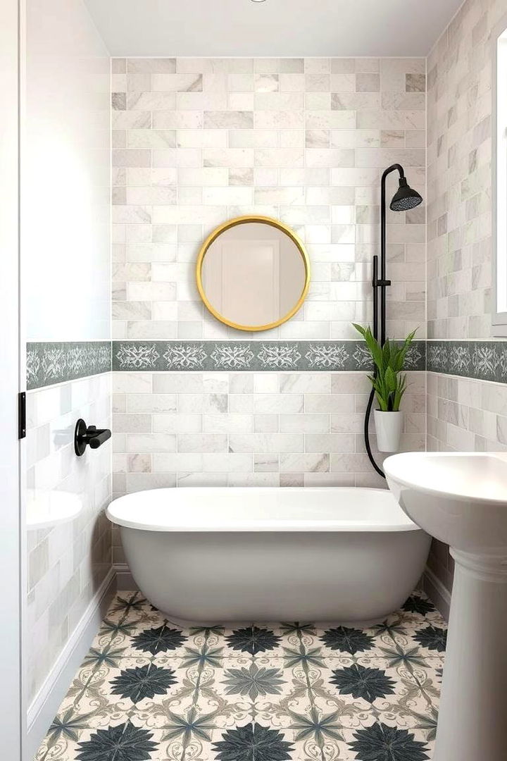 Custom Tile Patterns for Depth - 22 Small Master Bathroom Ideas