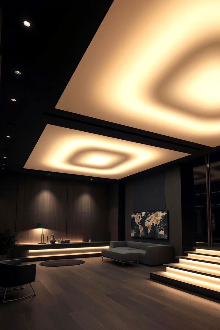 Customizable Ambient Lighting - 22 Dark Living Room Ideas