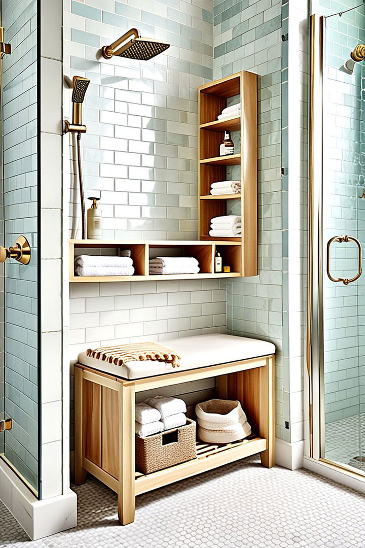 Customizable Design with Shelves - 22 Shower Bench Ideas
