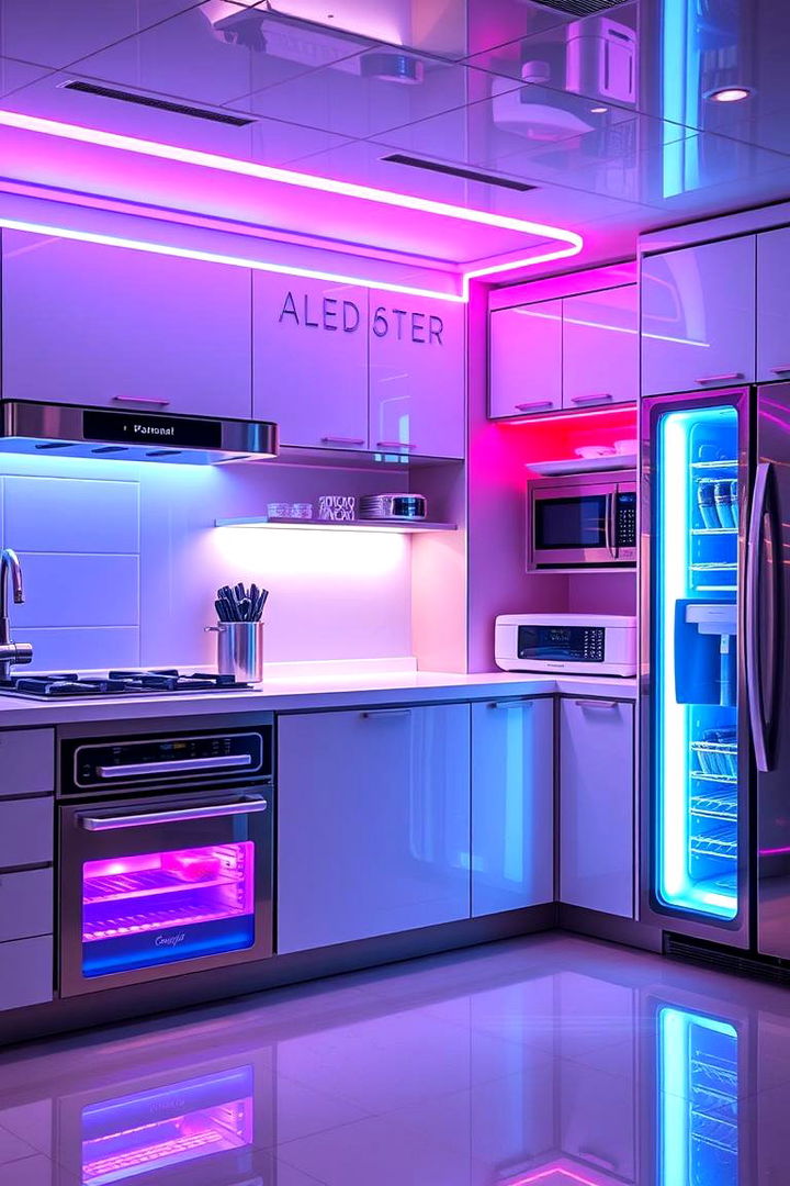 Customizable LED Options - 22 Kitchen With Colored Appliances Ideas