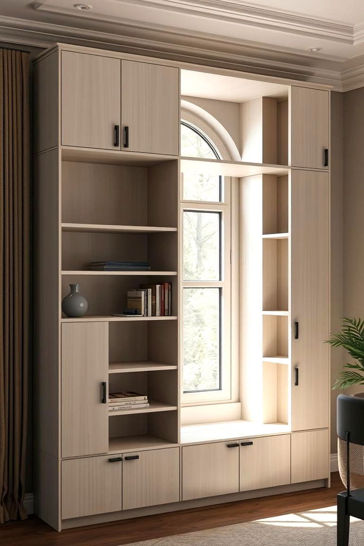 Customizable Modular Bookcase by the Windows Edge - 22 Bookcases Around Window Design Ideas