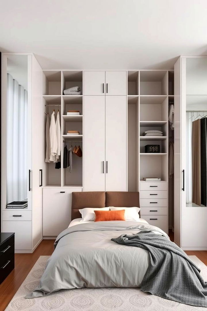 Customizable Modular System - 22 Built-in Wardrobe Ideas Around a Bed