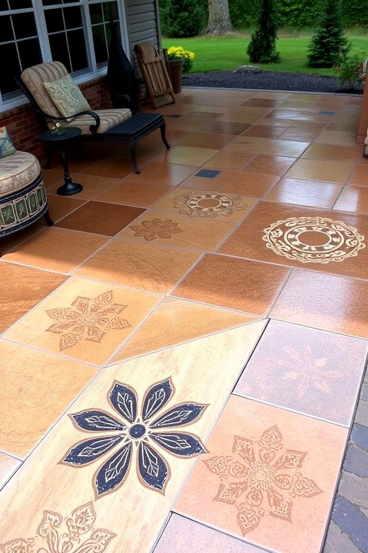 Customizable Pattern Inlays - 22 Stamped Concrete Patio Ideas
