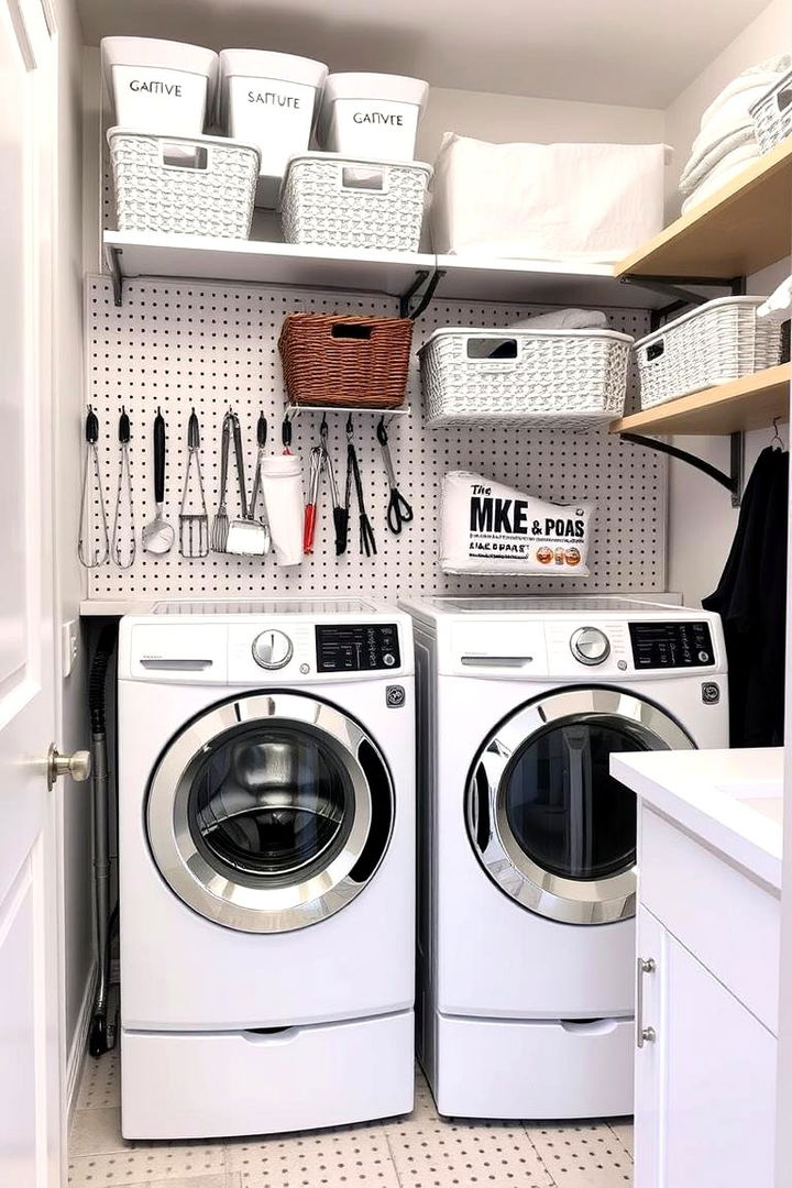 Customizable Pegboard Systems - 22 Boho Laundry Room Ideas
