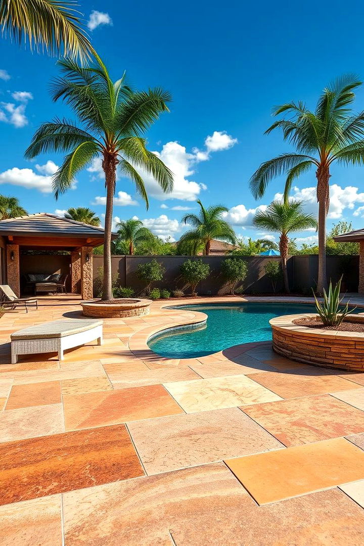 Customizable Poolside Retreat - 22 Stamped Concrete Pool Deck Ideas
