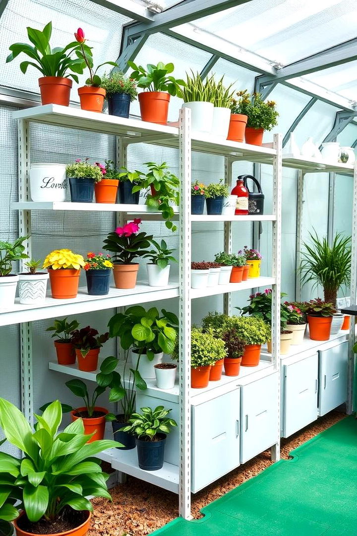 Customizable Shelving Units - 22 Greenhouse Decor Ideas