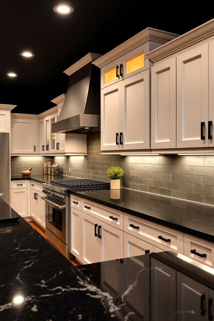 Customizable and Personalized Options - 22 kitchen with dark countertops and light cabinets