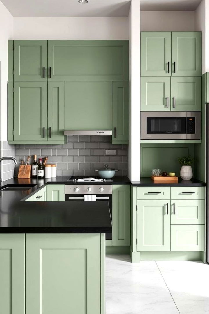 Customization and Versatility - 22 Green Kitchen Cabinets With Black Countertops