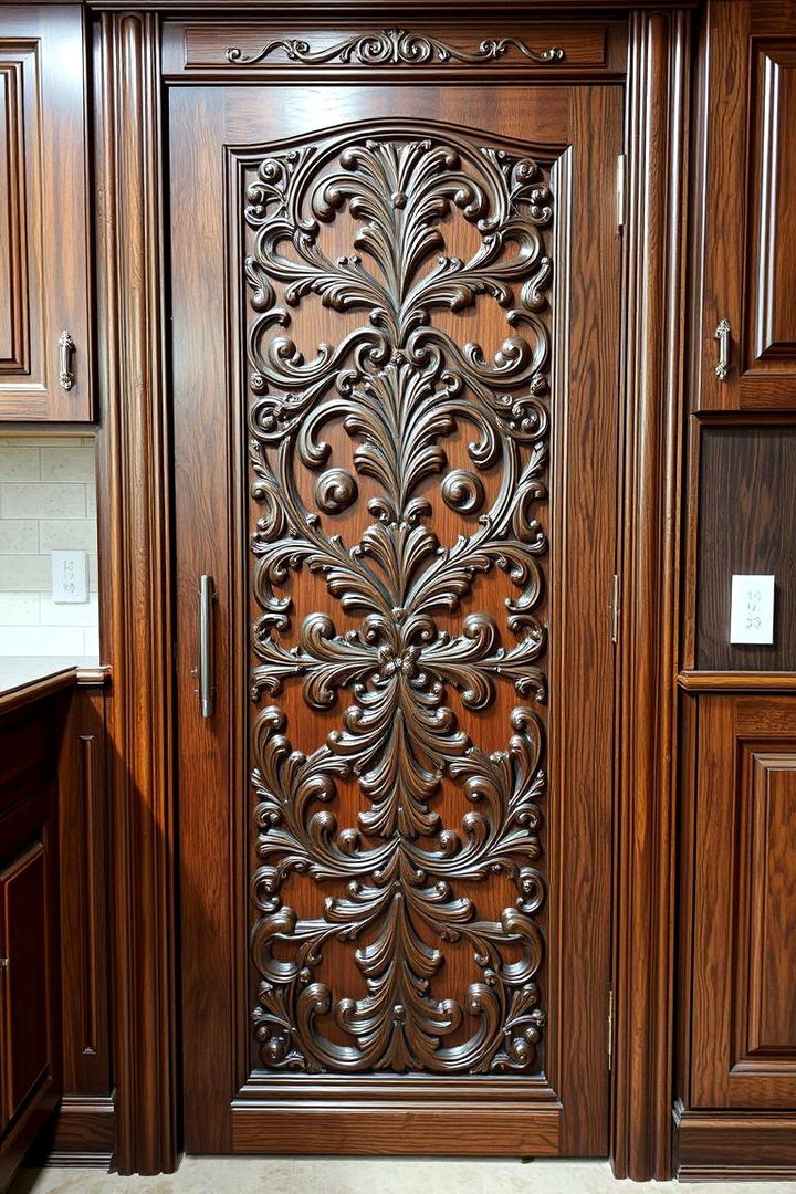 Customization with Carved Details - 22 Kitchen Door Design Ideas