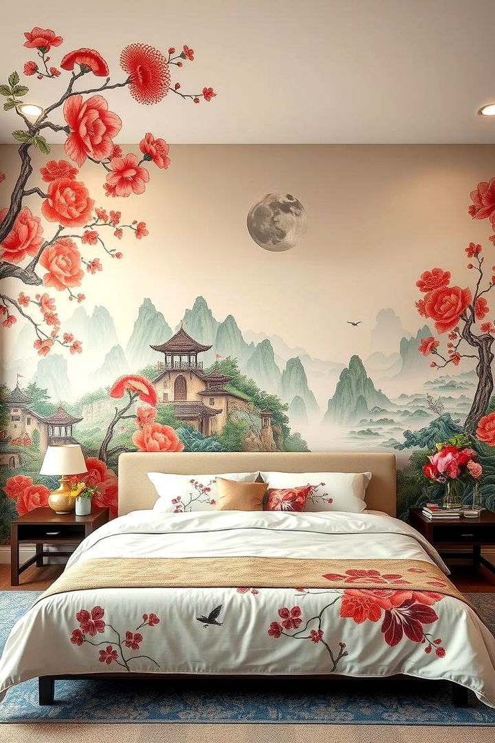 Customized Artistic Murals - 22 Chinoiserie Bedroom Ideas