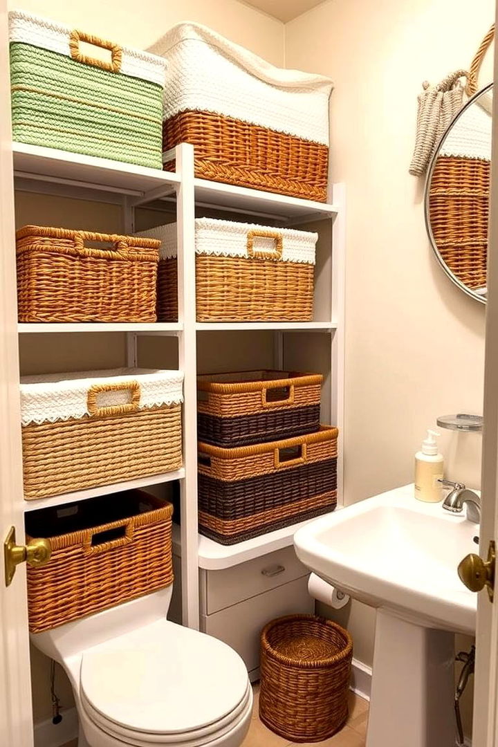 Customized Baskets - 22 Small Bathroom Storage Ideas