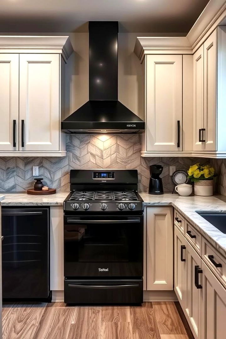 Customized Cabinetry and Countertops - 22 Kitchen With Black Appliances