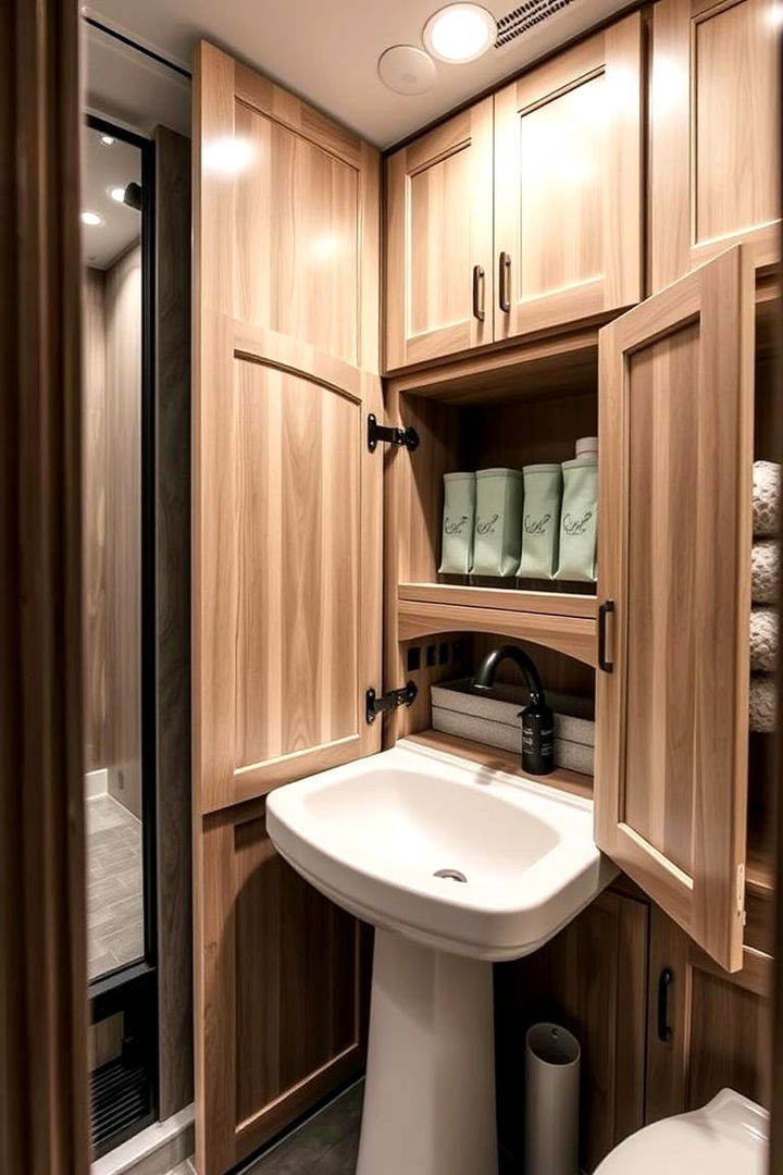Customized Cabinetry for Organized Storage - 22 Small Rv Bathroom Ideas