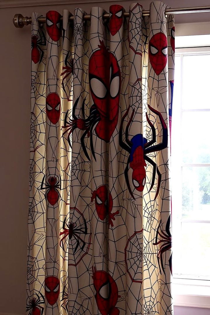 Customized Curtains - 22 Spiderman Room Decor Ideas