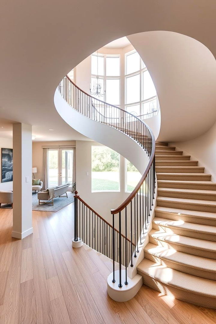 Customized Curved Staircase for Open Spaces - 22 Curved Staircase Ideas