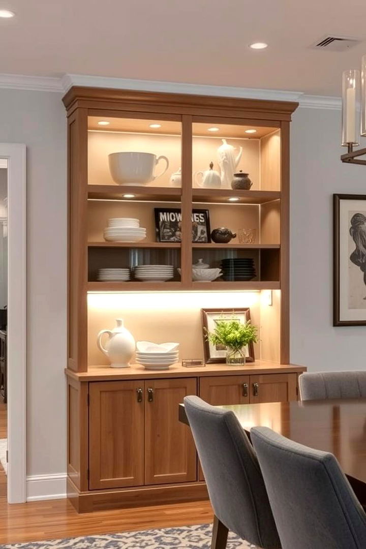Customized Hutch with Integrated Lighting - 22 Dining Room Hutch Ideas