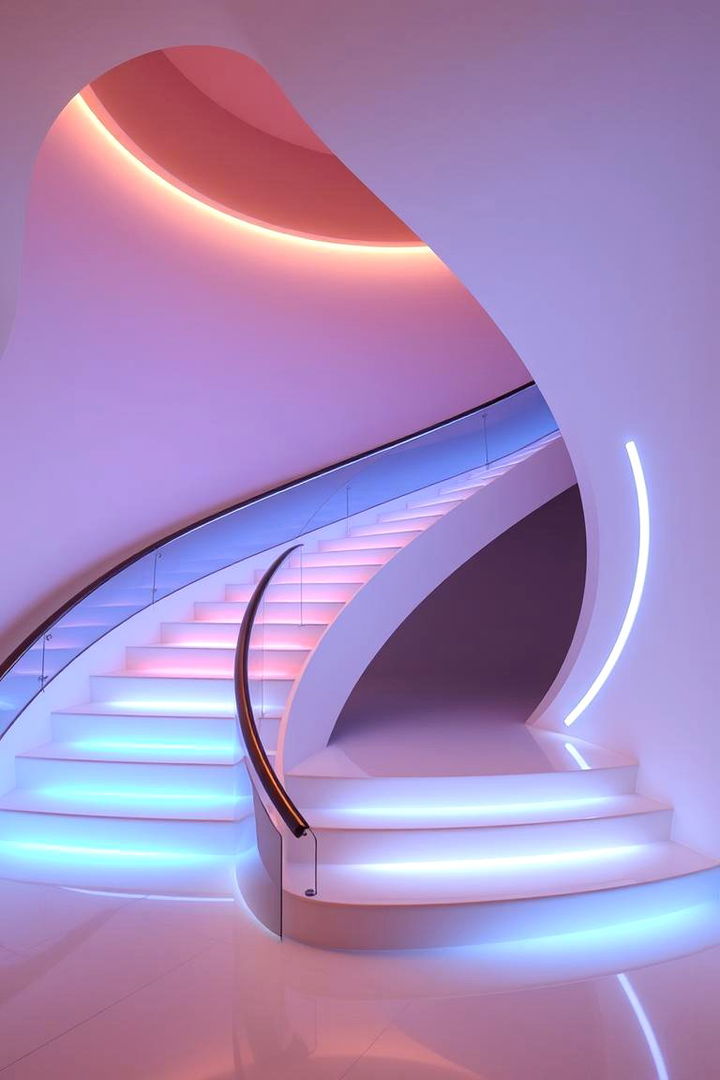 Customized Illuminated Curved Staircase - 22 Curved Staircase Ideas