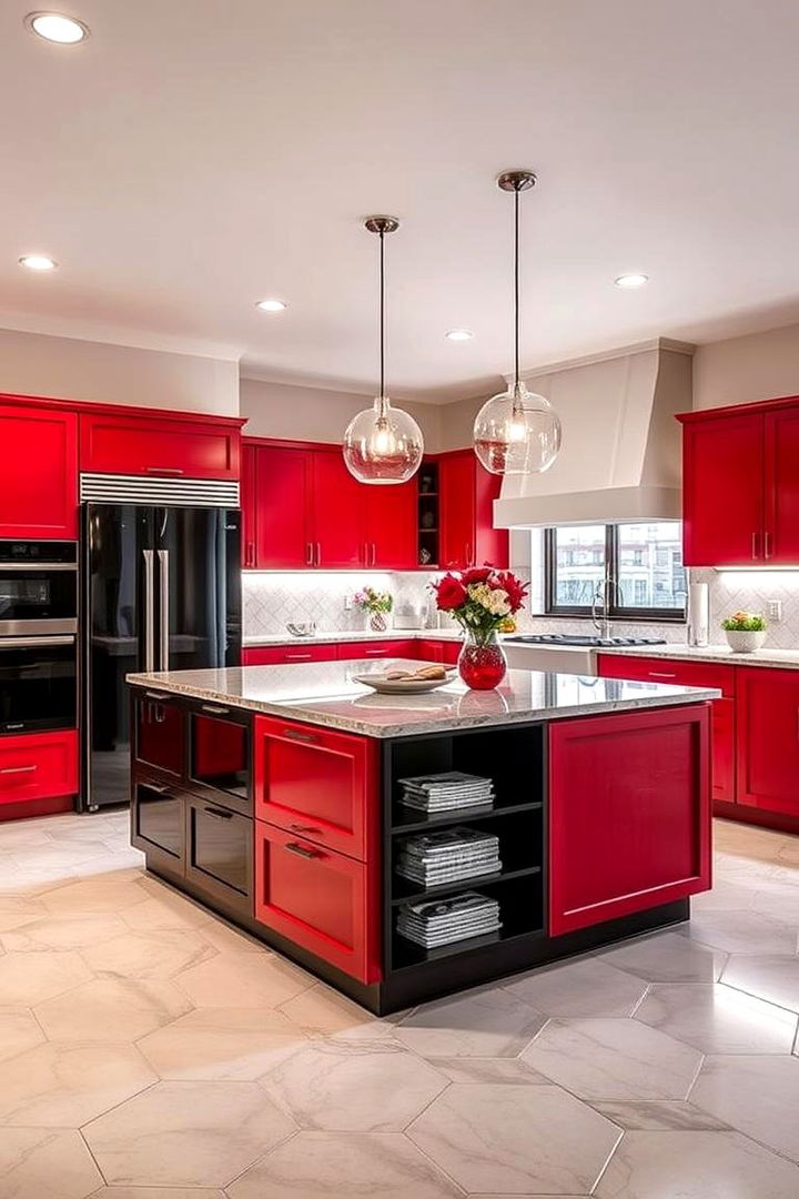 Customized Kitchen Islands - 22 red and black kitchen ideas