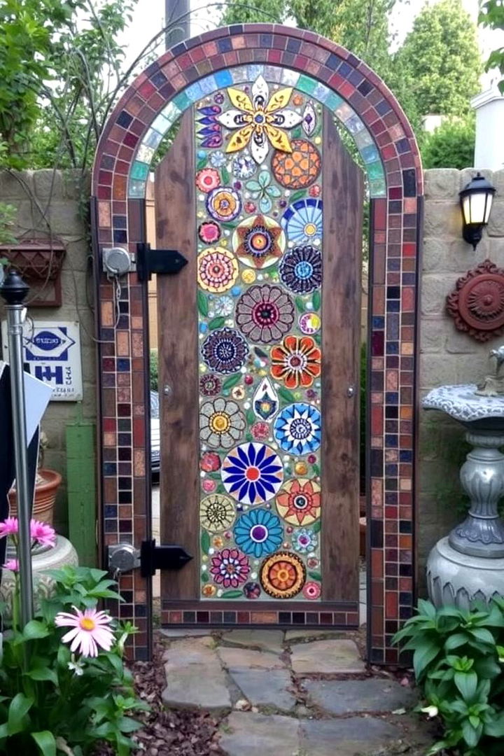 Customized Mosaic Tile Feature - 22 garden gate ideas