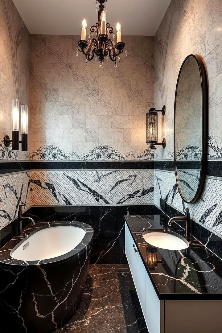 Customized Mosaics Personalizing Black Marble Artistry - 22 Black Marble Bathrooms