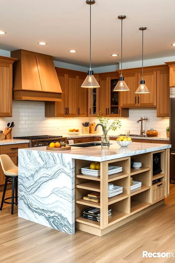 Customized Multi Function Island - 22 Waterfall Kitchen Island Ideas