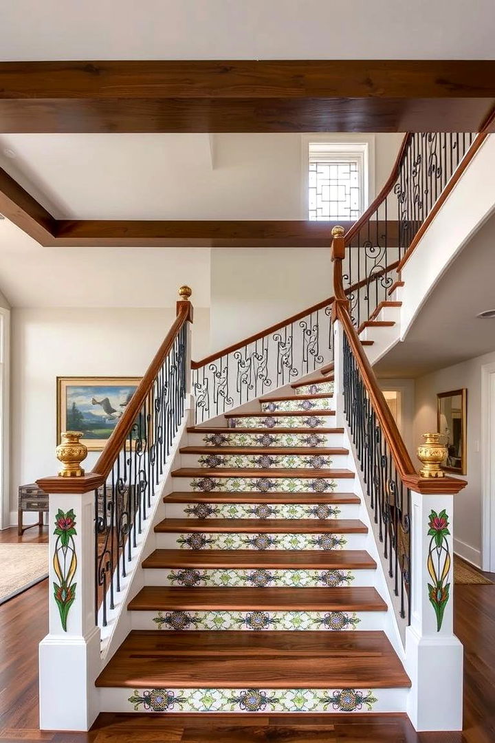 Customized Open Staircase with Art Accents - 22 Open Staircase Ideas
