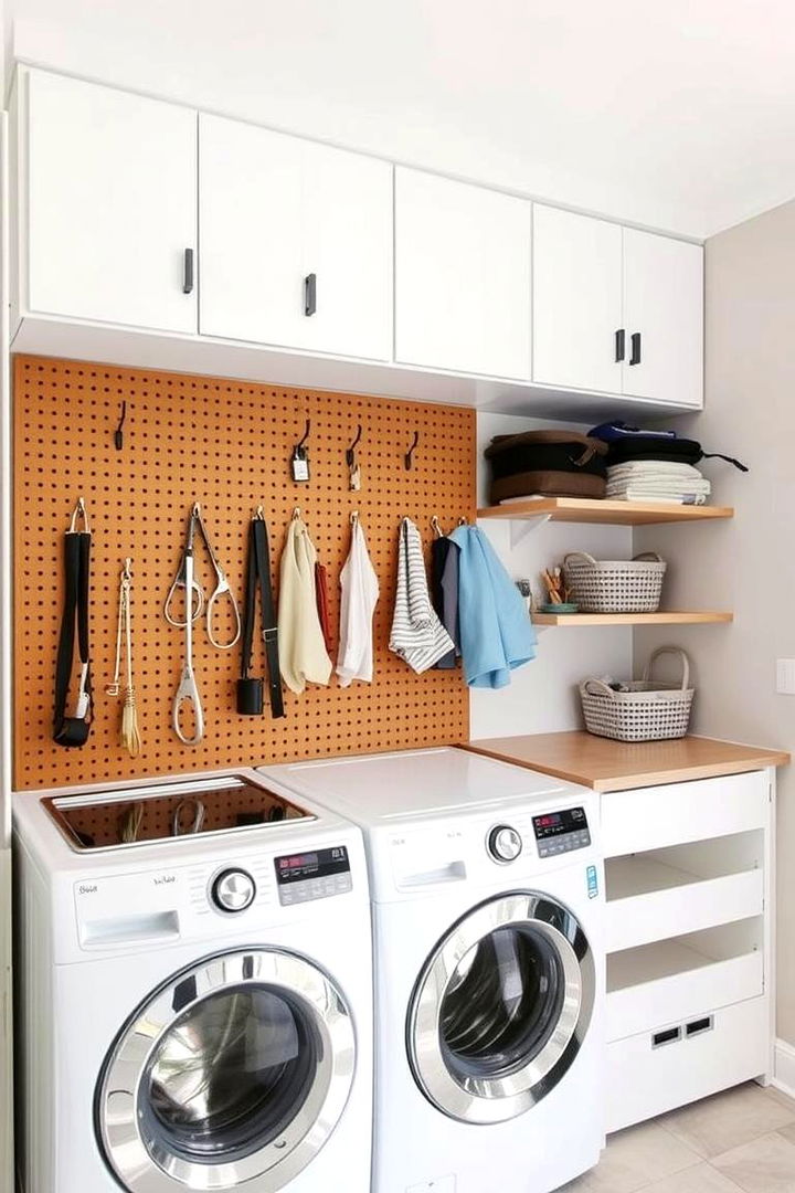 Customized Pegboard Shelves - 22 Laundry Room Shelf Ideas