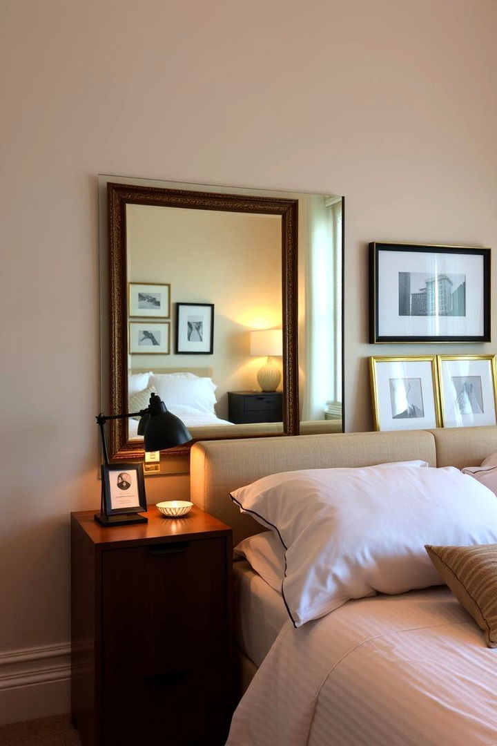 Customized Personal Reflection - 22 Mirror Behind Nightstand Design Ideas