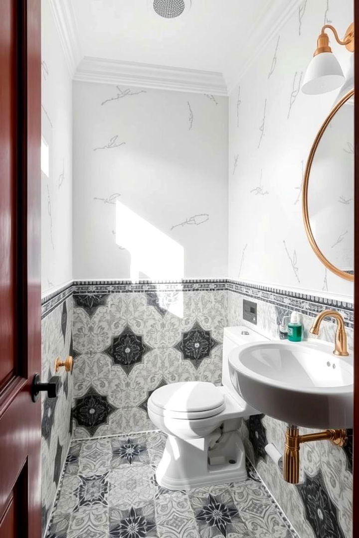 Customized Statement Pieces - 22 Powder Room Floor Tile Ideas