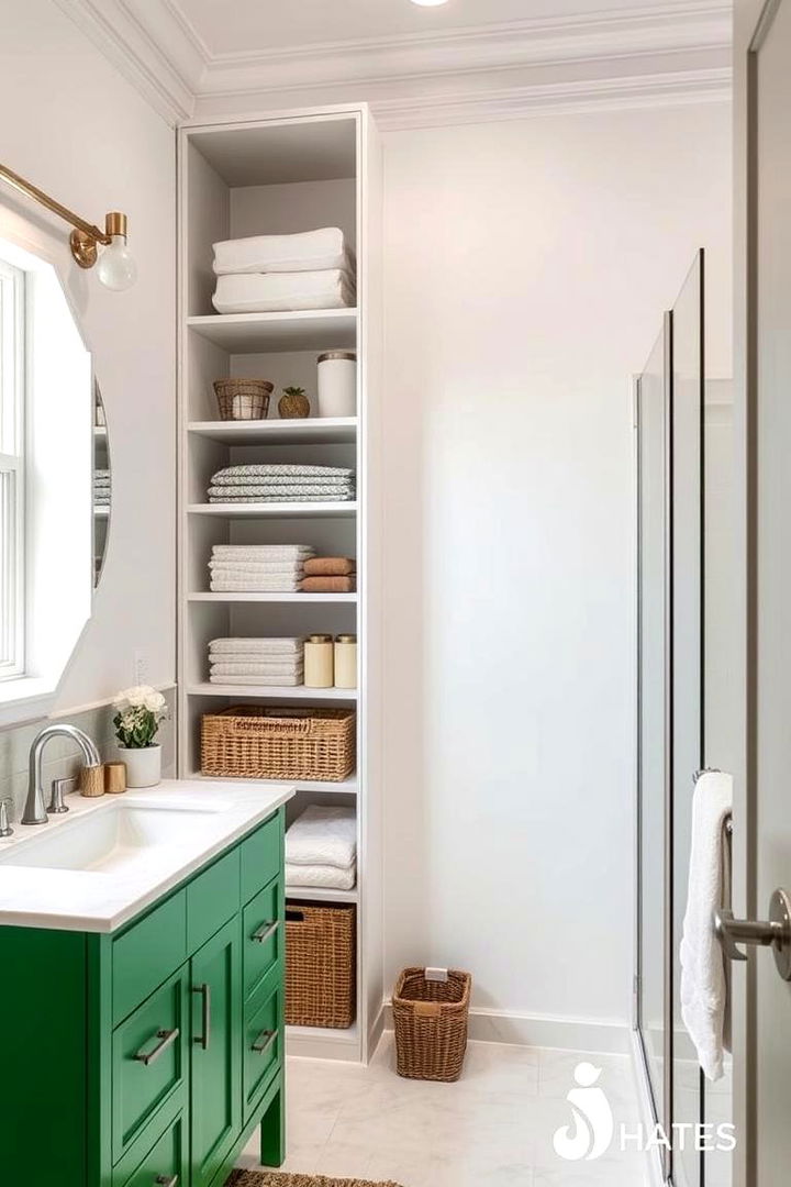 Customized Storage Solutions - 22 Bathroom With Green Vanity
