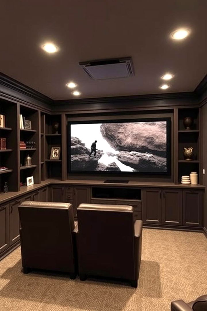 Customized Storage Solutions - 22 Basement Home Theater Ideas
