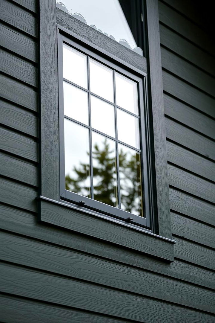 Customized Window Designs - 22 Dark Olive Green House With Black Trim