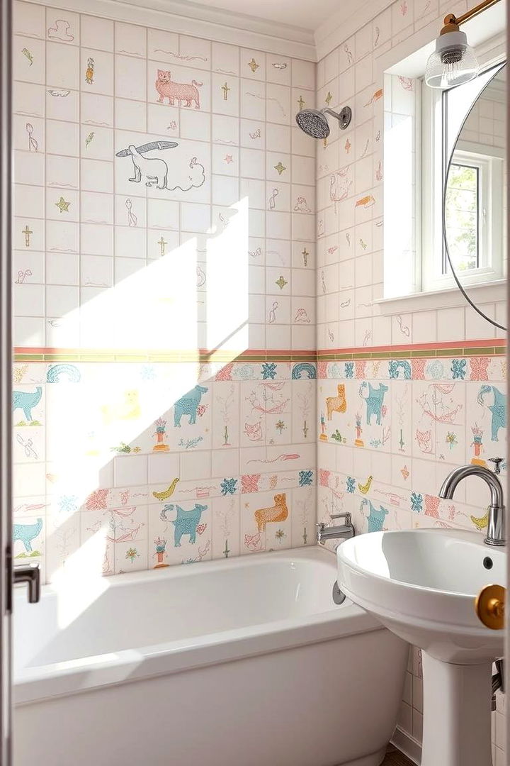 Cute Ceramic Accents - 22 Bathroom Accent Wall Ideas