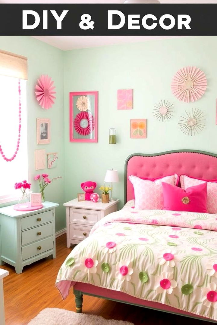 DIY Custom Decor - 22 Pink and Green Bedroom Ideas