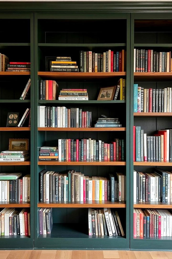 DIY Custom Shelves - 22 Dark Green Home Library Ideas and Inspiration