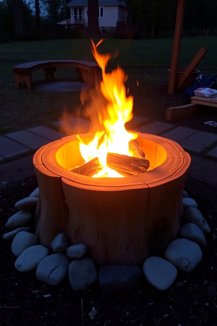 DIY Fire Pit Base - 22 Tree Stump Decorating Ideas