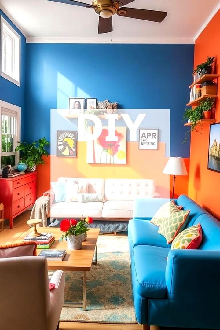 DIY Home Project Vibes - 22 orange and blue living room ideas