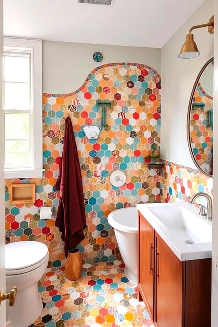 DIY Mosaic Creativity - 22 Hexagon Tiles Ideas for Bathrooms