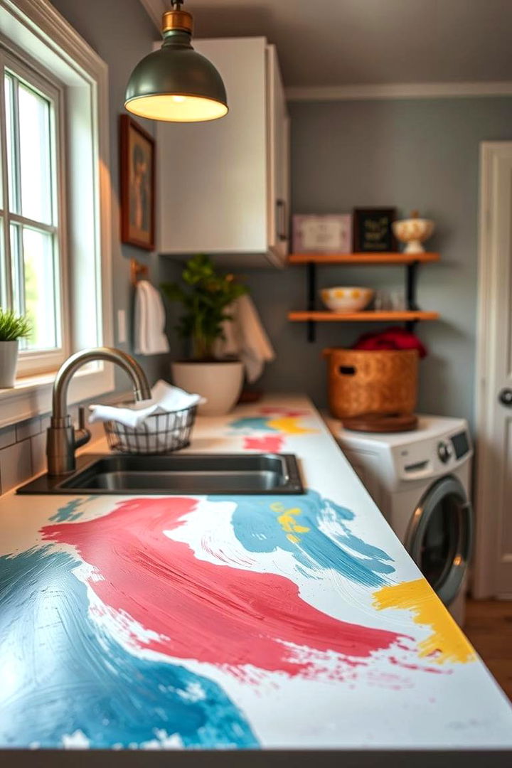 DIY Painted Charm - 22 Laundry Room Countertop Ideas
