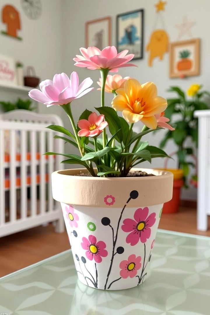 DIY Painted Flower Pot Art - 22 Floral Nursery Ideas