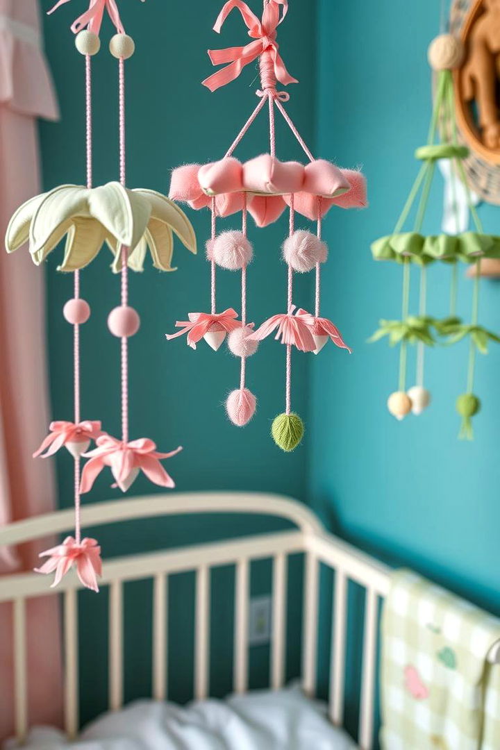 DIY Pink and Green Mobiles - 22 Pink and Green Nursery Ideas