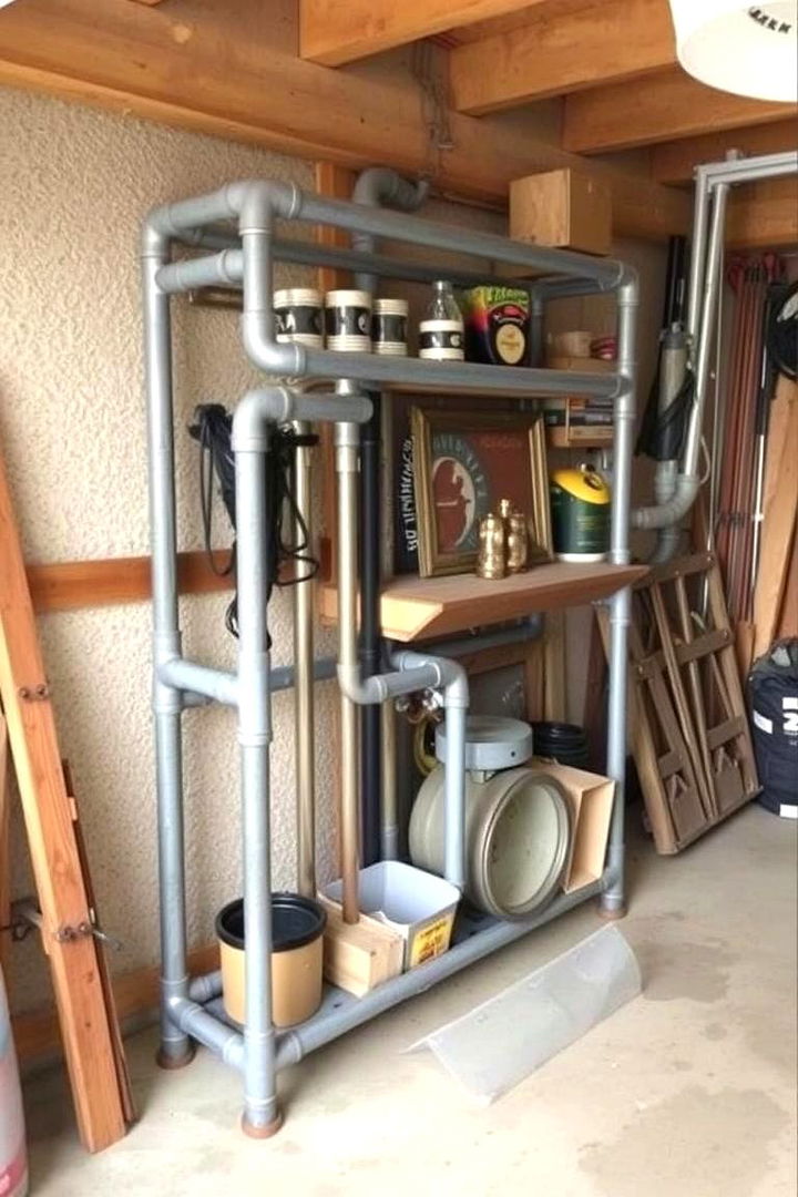DIY Pipe Storage - 22 Rustic Garage Ideas