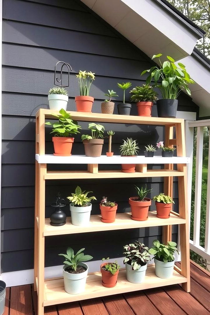 DIY Plant Shelf Display - 22 Deck Decorating Ideas With Plants