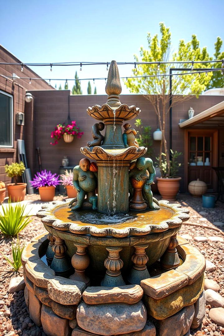 DIY Recycled Fountain - 22 Backyard Fountain Ideas