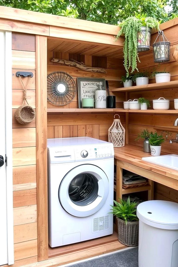 DIY Recycled Materials Laundry Studio - 22 Outdoor Laundry Area Design Ideas