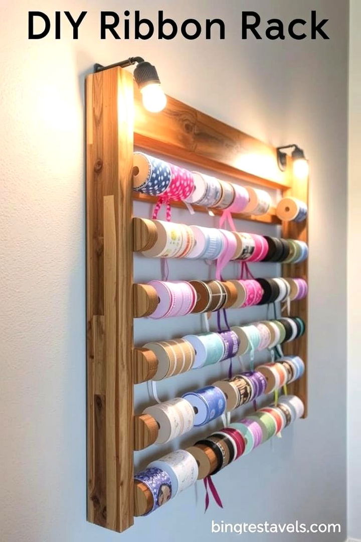 DIY Ribbon Spool Rack - 22 Ribbon Storage Ideas