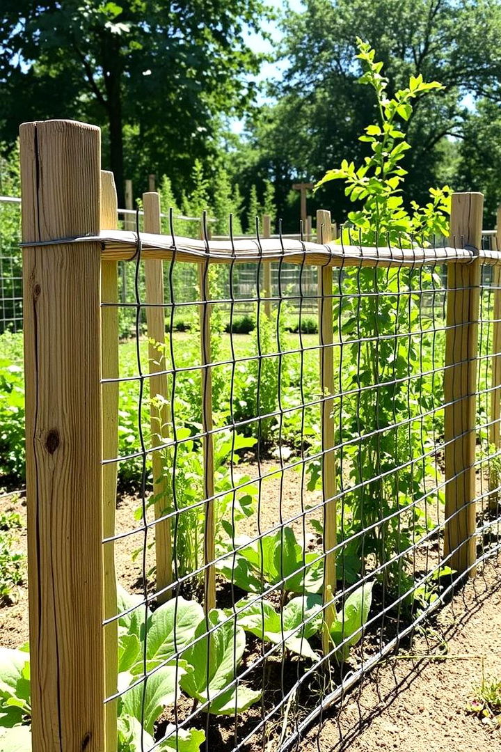 DIY Wire and Wood Blend Fence - 22 Vegetable Garden Fence Ideas