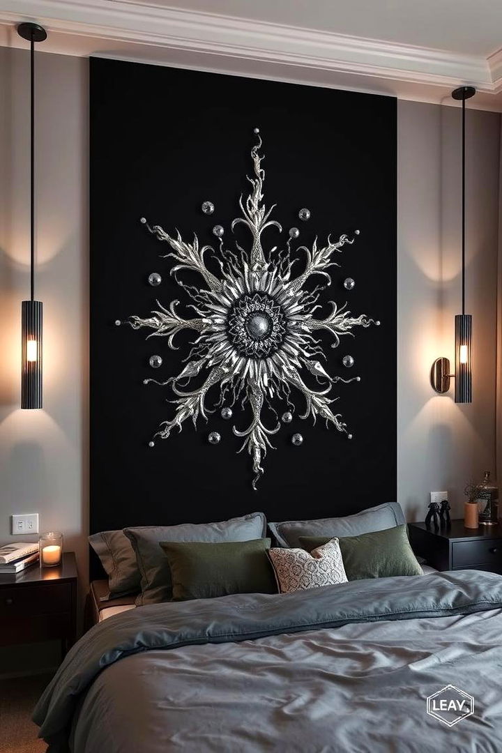 Daring Wall Art Accents - 22 Black and Silver Bedroom Ideas